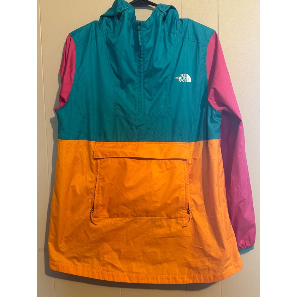 THE NORTH FACE Women M Teal Orange Pink  Fanorak Windbreaker Jacket  Packable - Picture 3 of 11